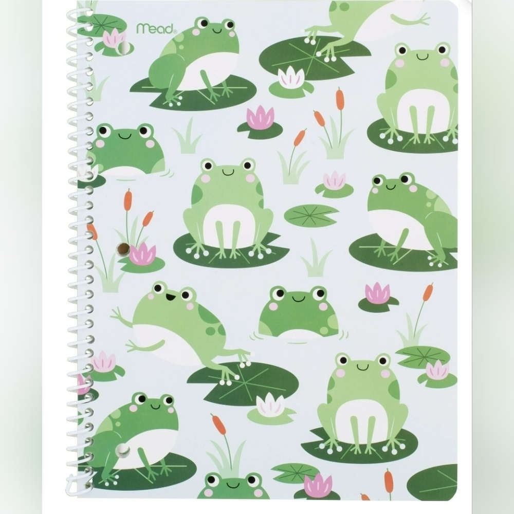 Mead Ribbit 1 Subject Wide Ruled Notebook, 7.5" x 10.5" Frogs Paper, Spiral